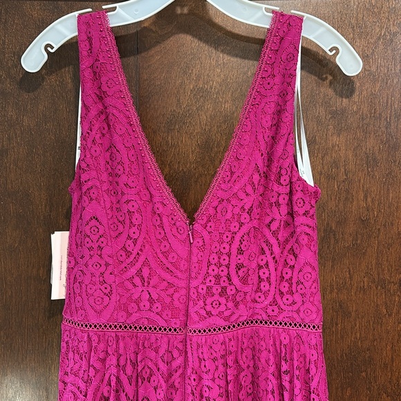 NWT David’s Bridal Studio Berry Lace A Line Midi Dress - Picture 2 of 7